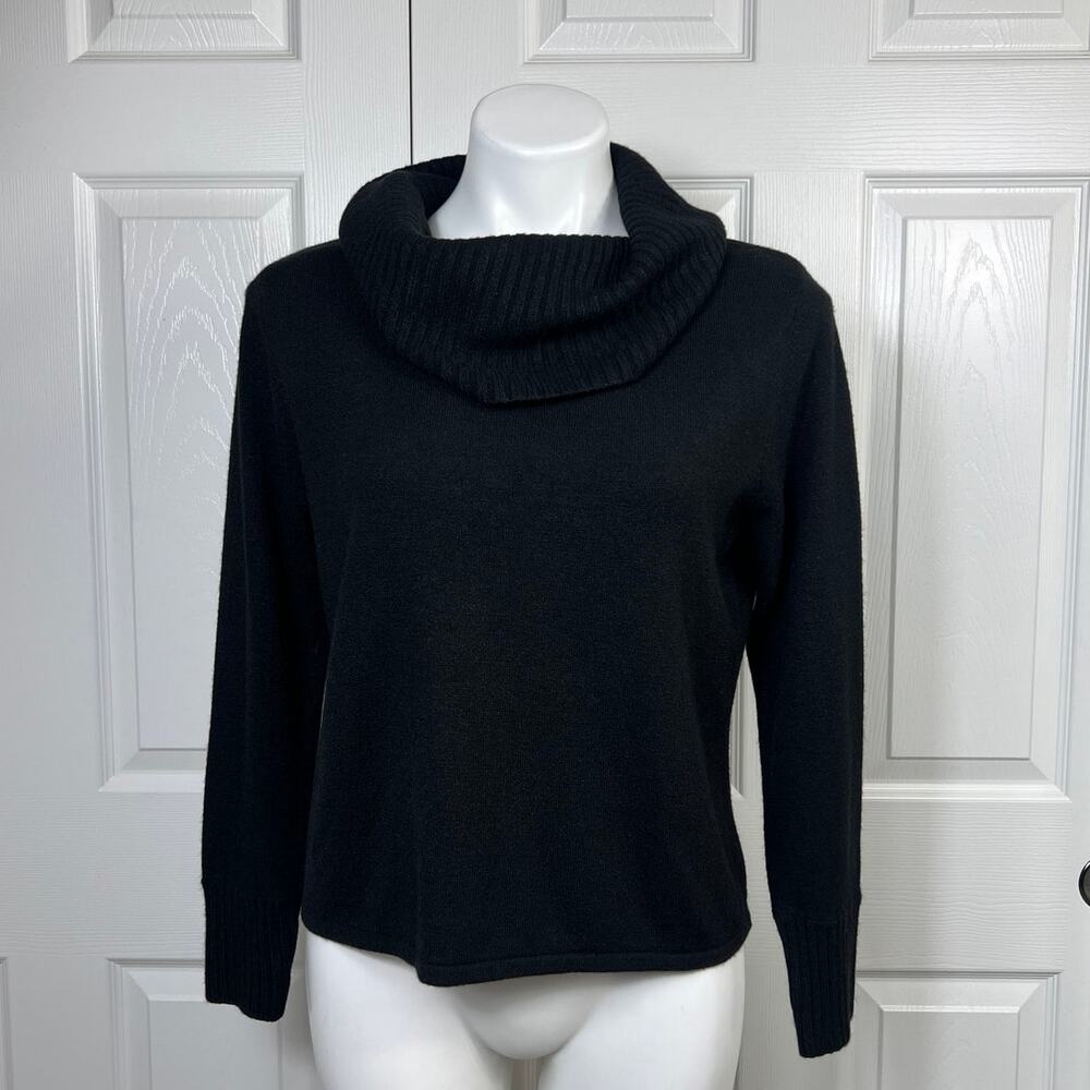 Norton McNaughton Women's Black Sweater Cowl Neck Petite Large